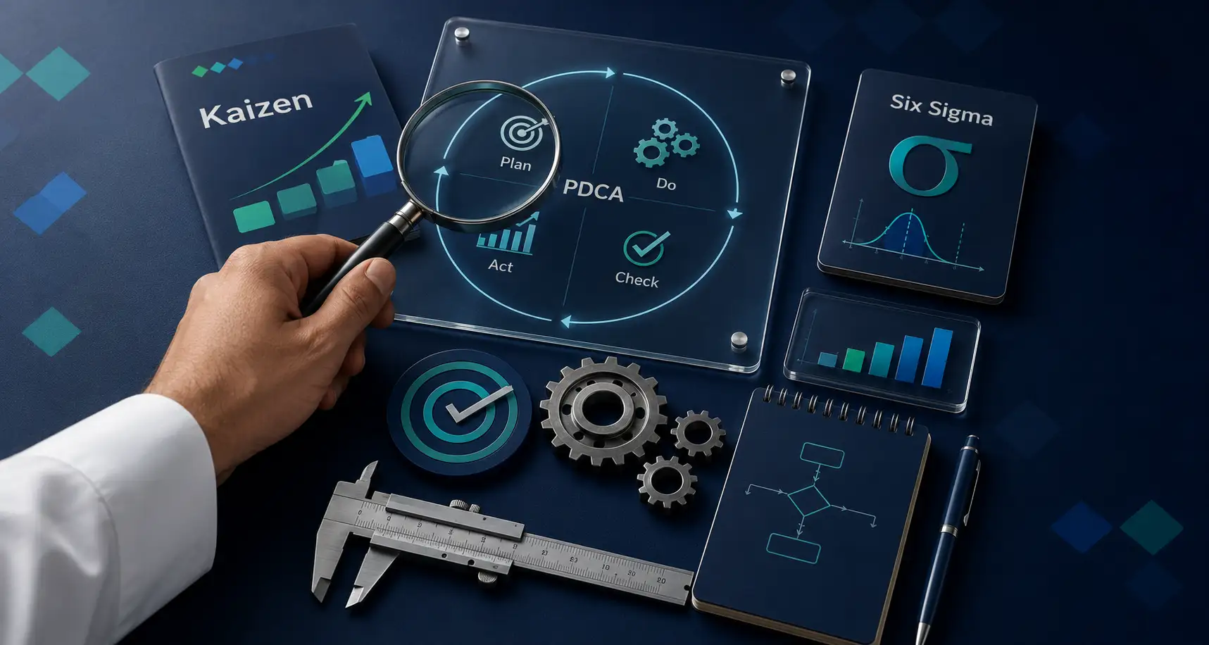 تابع سلسلة الجودة: (المحور الخامس: أدوات ومناهج التحسين المؤسسي PDCA – Kaizen – Six Sigma)